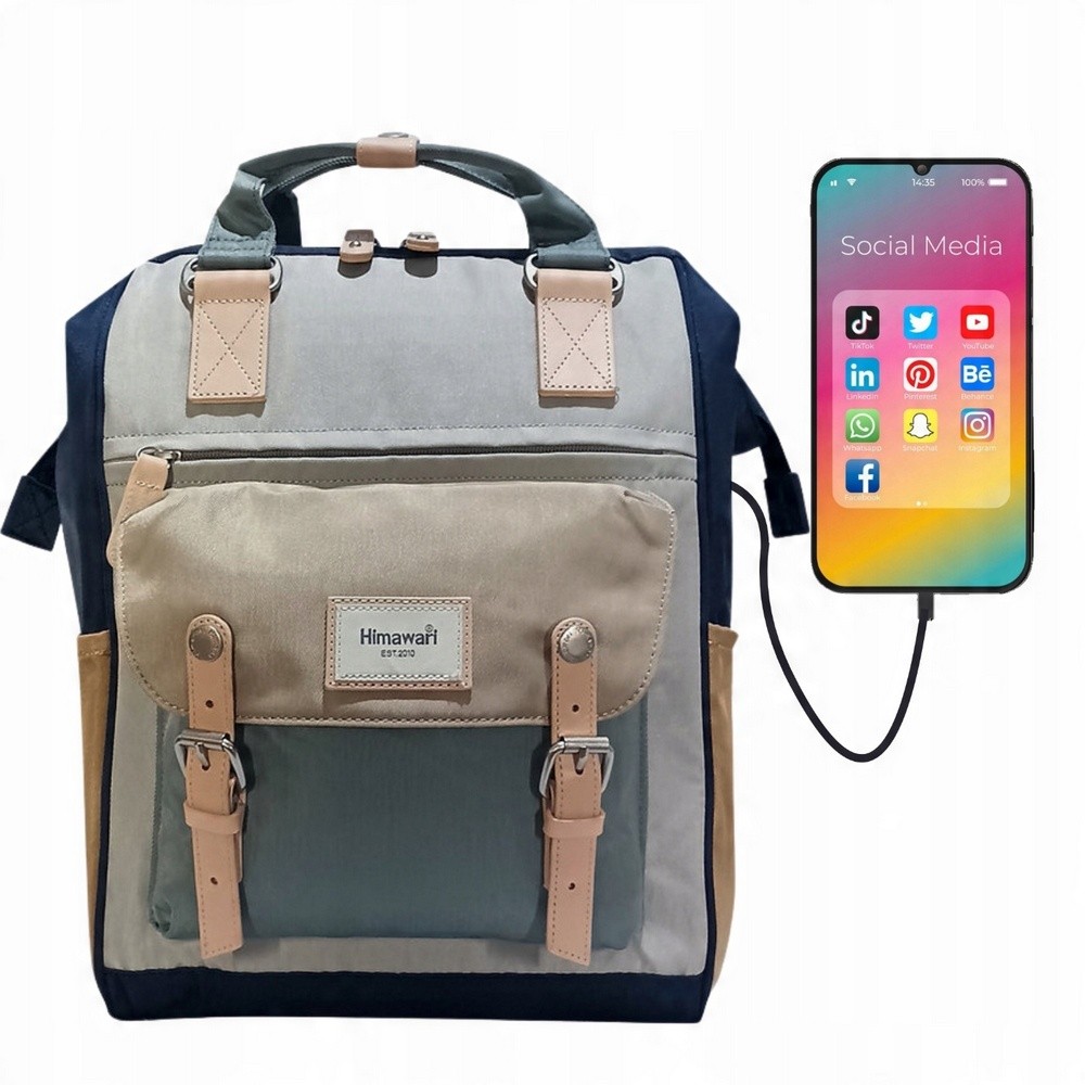 Módny Mladistvý Batoh Himawari s USB Portom a Priestorom na Laptop